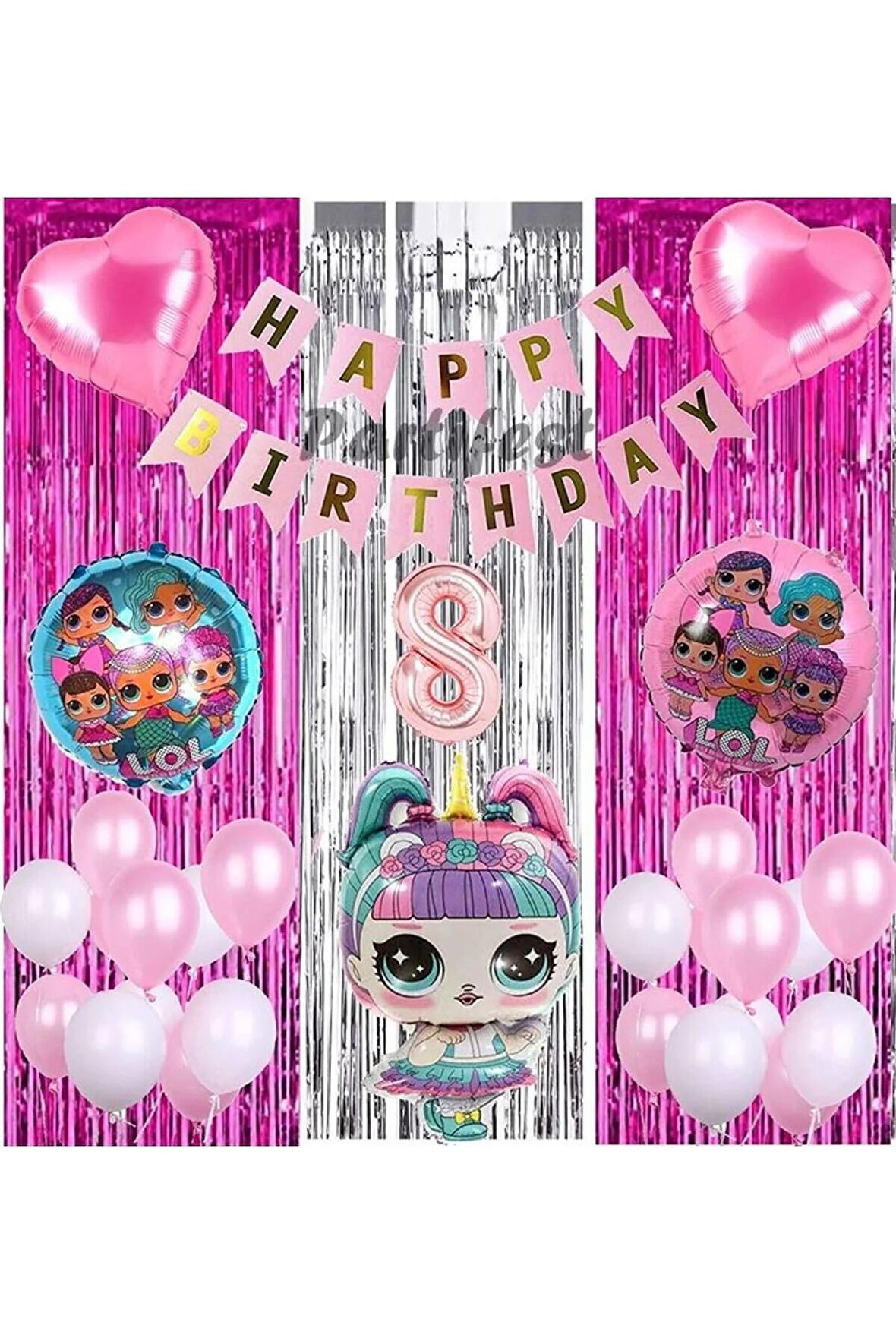 Unicorn LOL 8 Yaş Balon Seti LOL Balon Seti LOL Doğum Günü Parti Seti