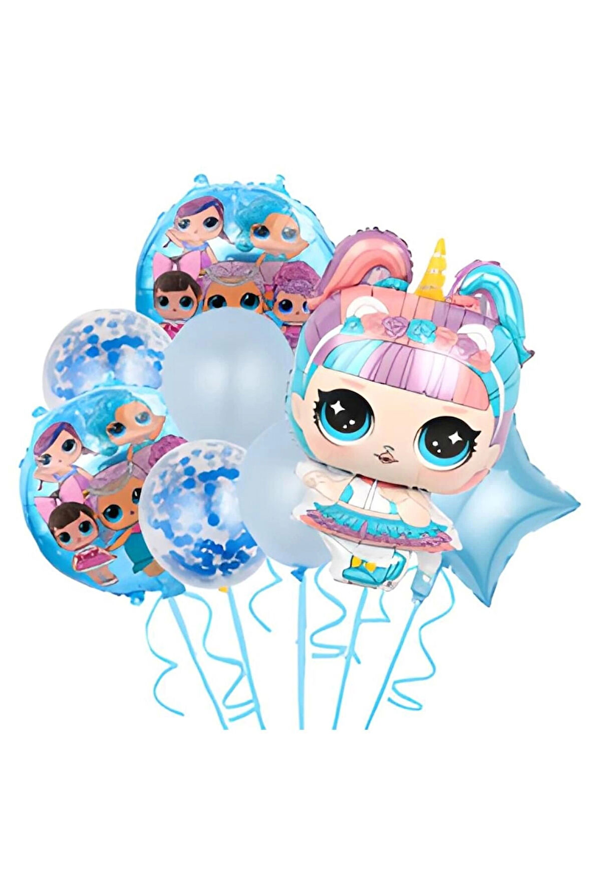 LOL Surprise Yıldız Balonlu Konsept Doğum Günü Balon Set Unicorn LOL Bebek Tema Doğum Günü Balon Set