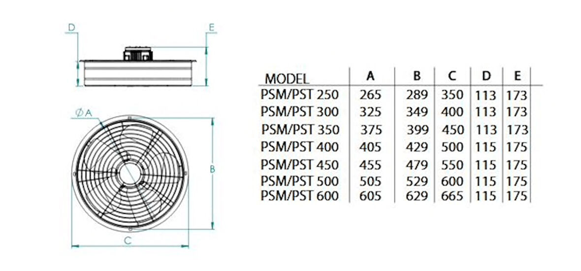 Fanexfan PSM 300 Aksiyal Sanayi Aspiratör (Monofaze) 300mm