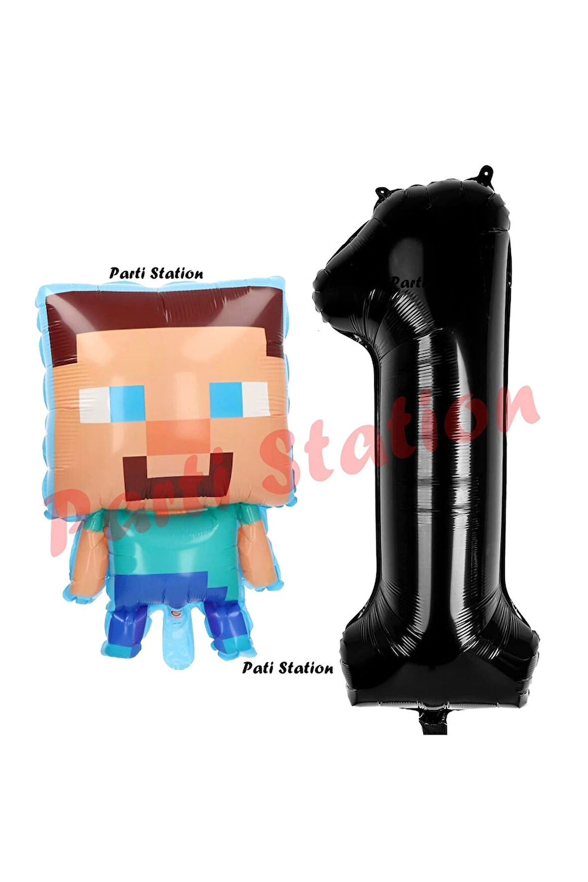 Minecraft Balon 2 Yaş Doğum Günü Set Minecraft Konsept Balon ve Siyah Rakam Balon