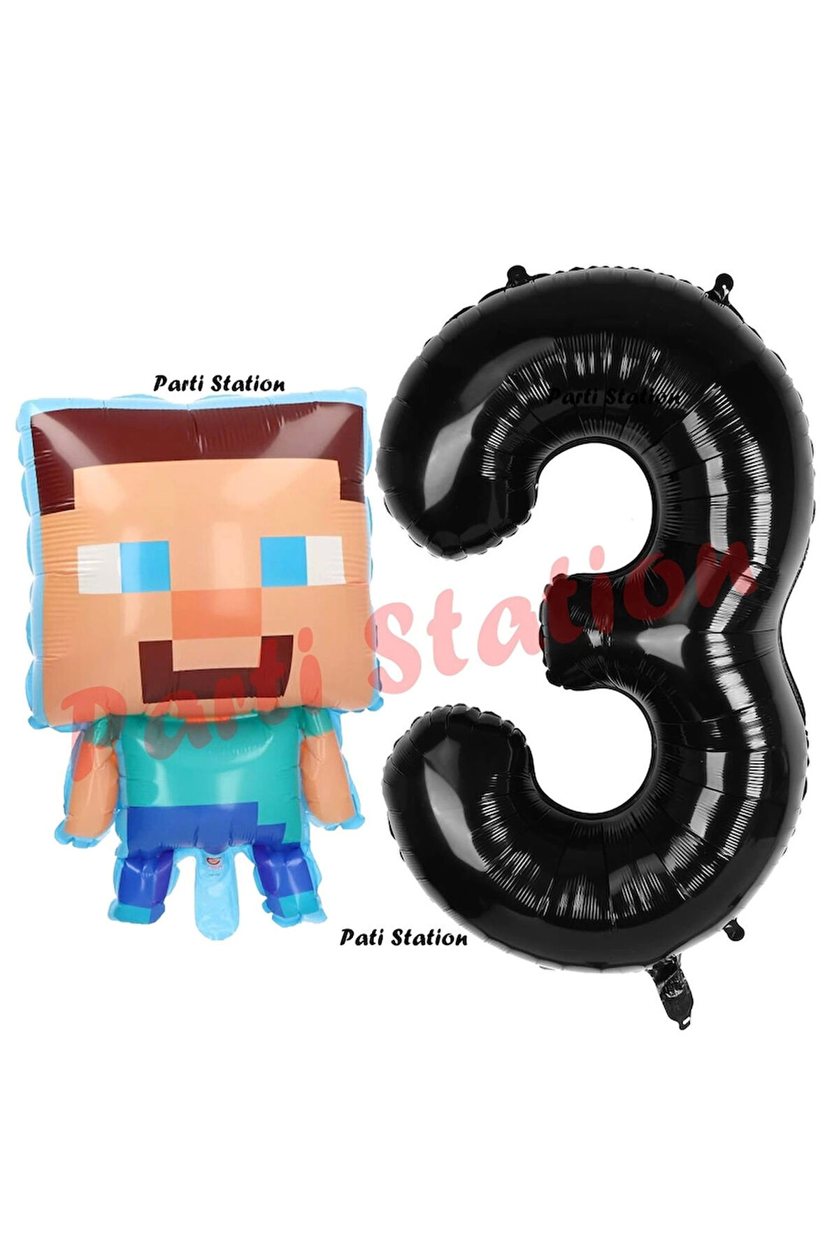 Minecraft Balon 2 Yaş Doğum Günü Set Minecraft Konsept Balon ve Siyah Rakam Balon