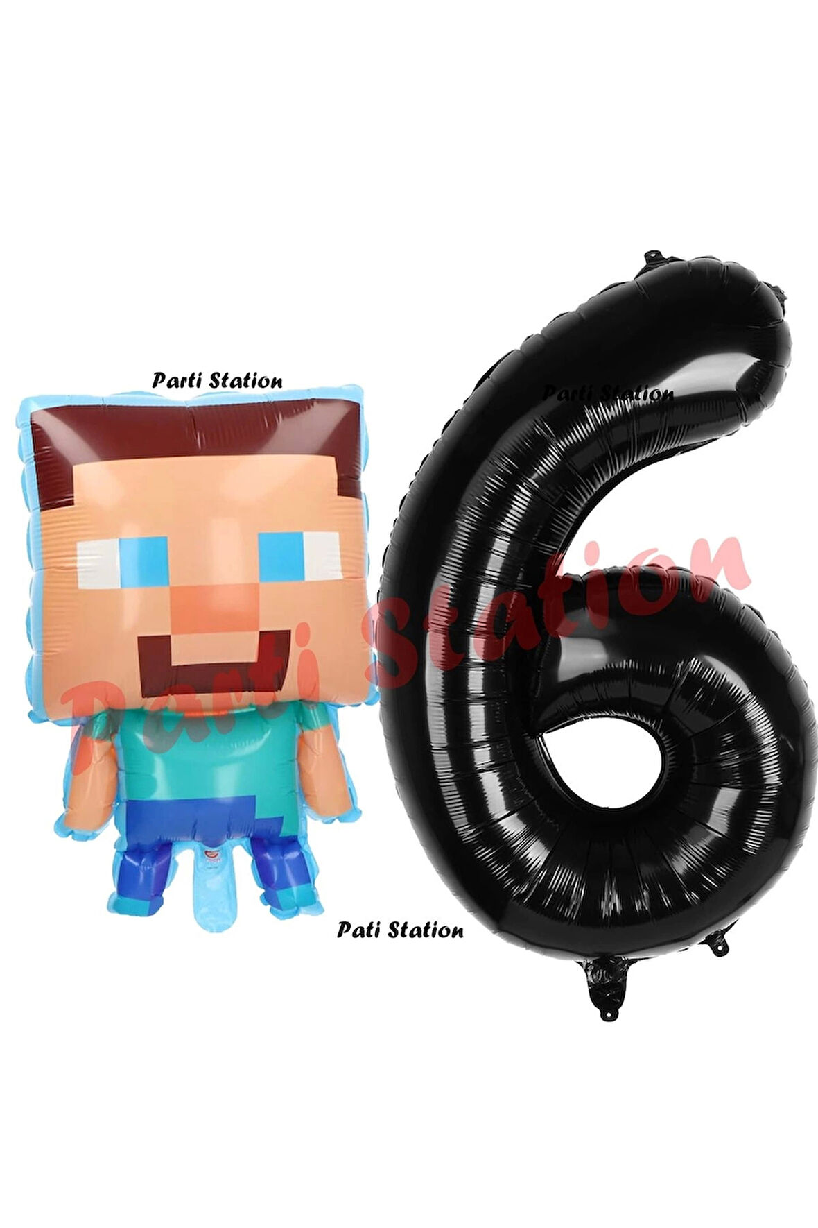 Minecraft Balon 2 Yaş Doğum Günü Set Minecraft Konsept Balon ve Siyah Rakam Balon