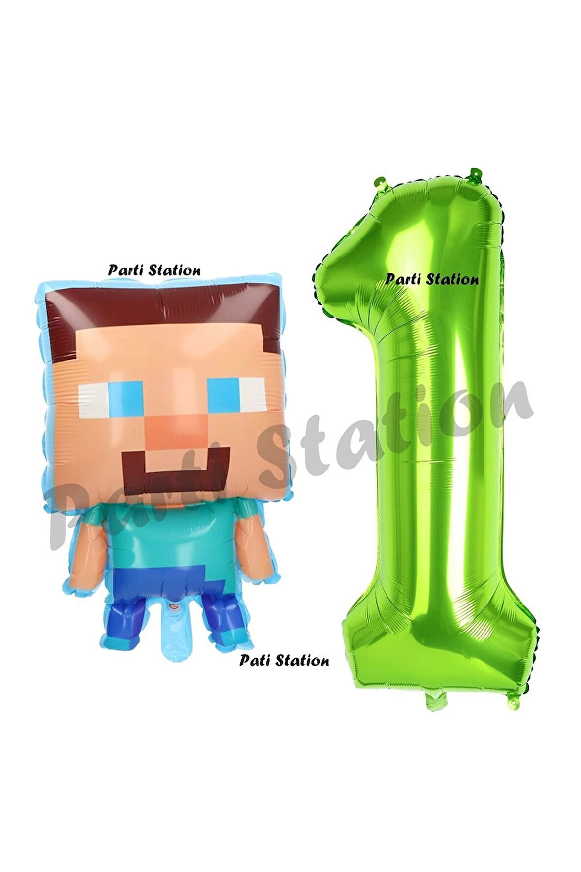 Minecraft Balon 5 Yaş Doğum Günü Set Minecraft Konsept Balon ve Yeşil Rakam Balon