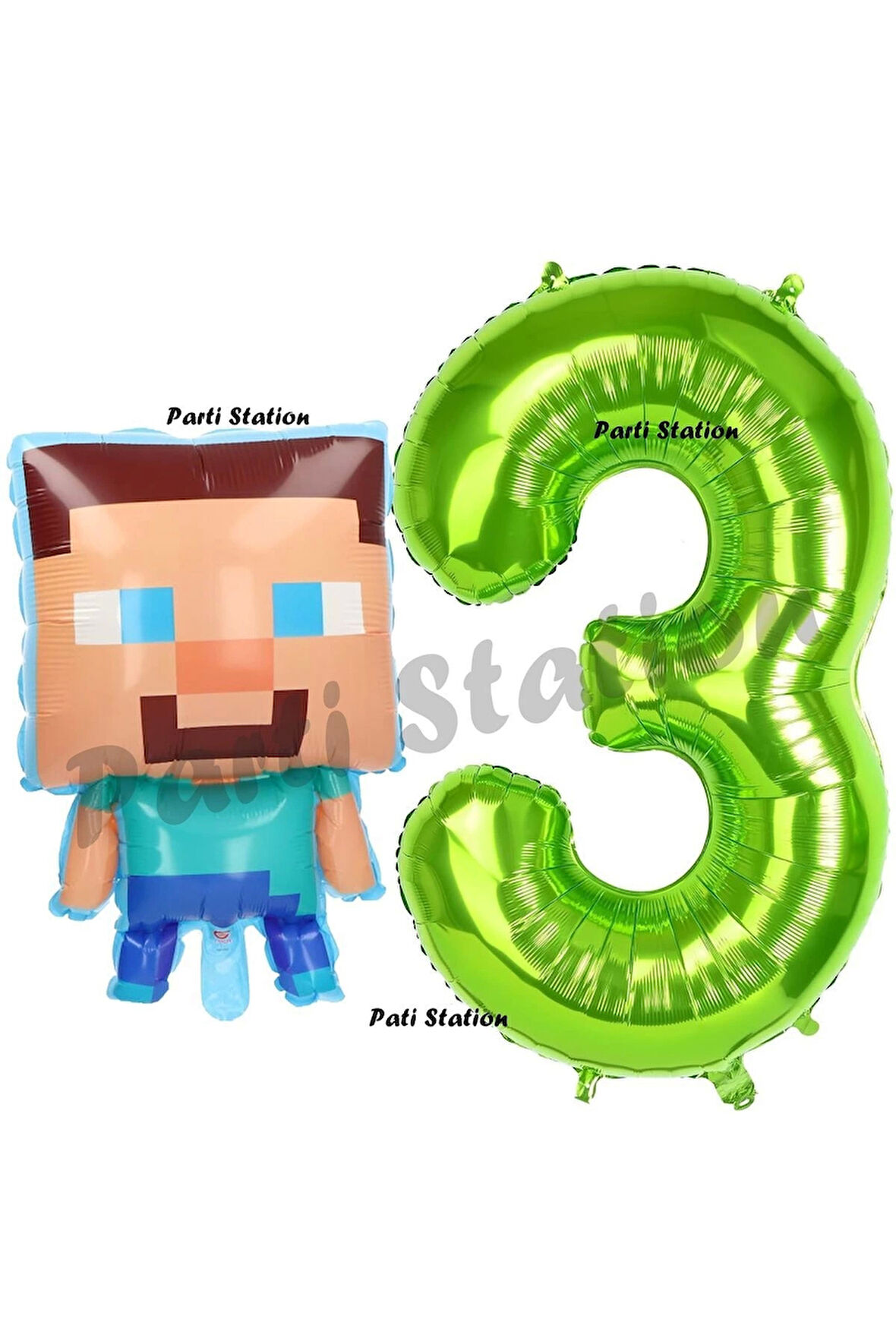 Minecraft Balon 5 Yaş Doğum Günü Set Minecraft Konsept Balon ve Yeşil Rakam Balon