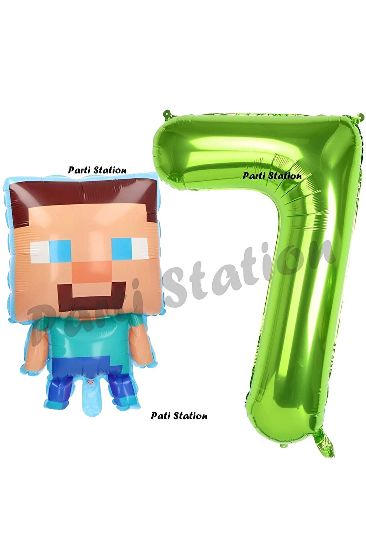 Minecraft Balon 5 Yaş Doğum Günü Set Minecraft Konsept Balon ve Yeşil Rakam Balon
