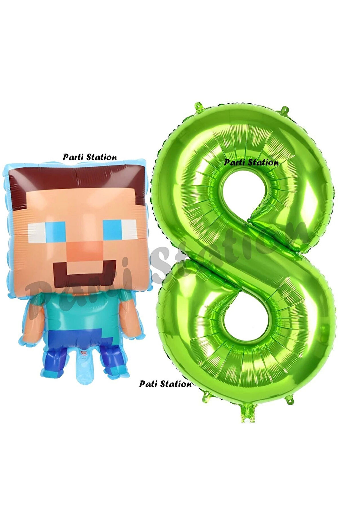 Minecraft Balon 5 Yaş Doğum Günü Set Minecraft Konsept Balon ve Yeşil Rakam Balon