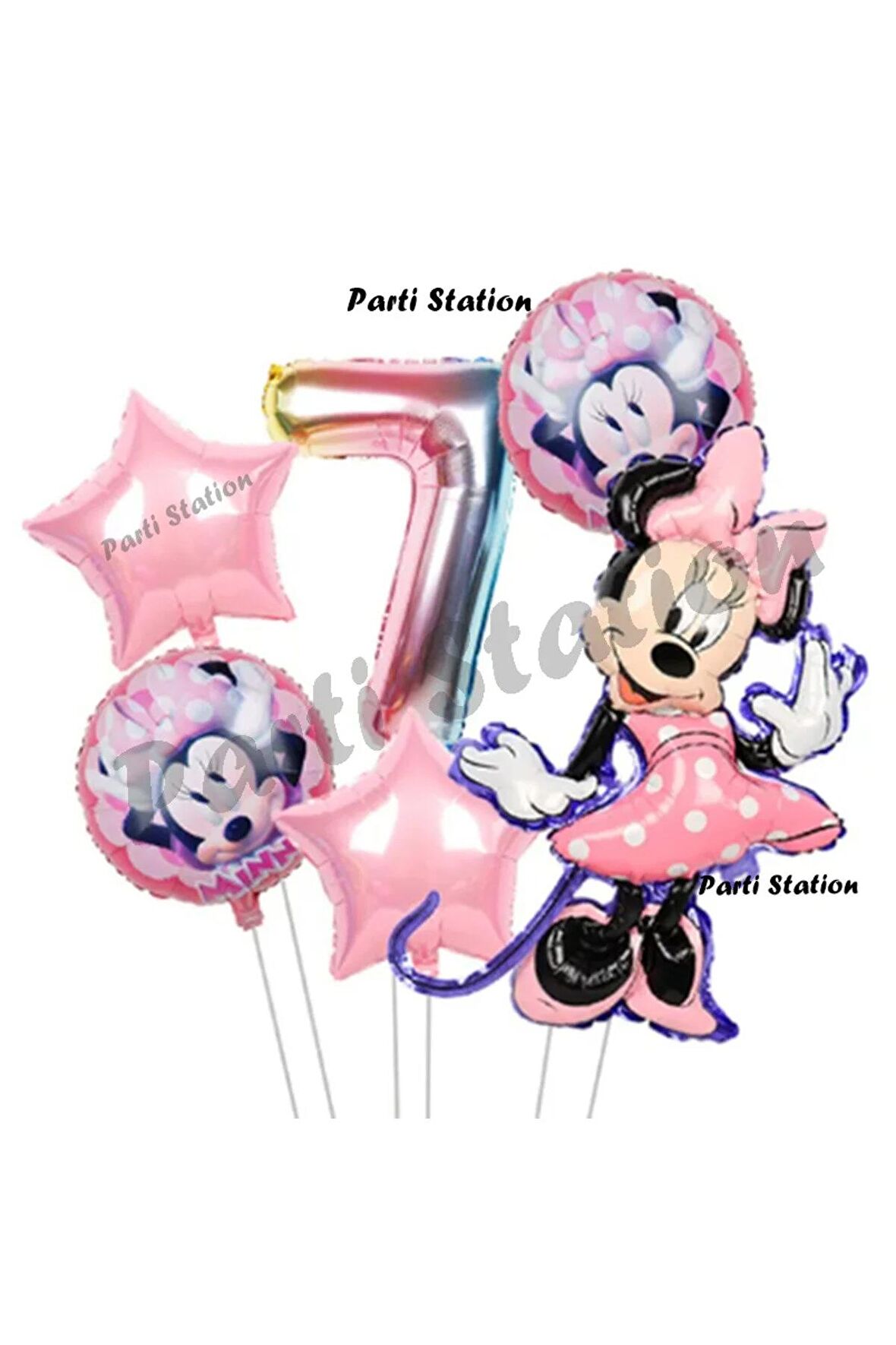 Minnie Mouse 7 Yaş Balon Set Minnie Mouse Doğum Günü Konsept Parti Balon Set
