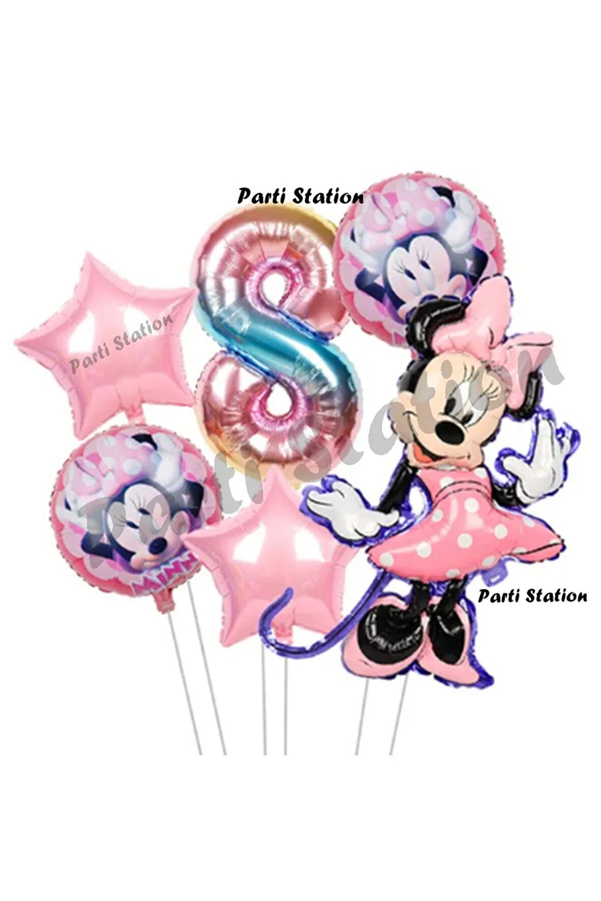 Minnie Mouse 8 Yaş Balon Set Minnie Mouse Doğum Günü Konsept Parti Balon Set