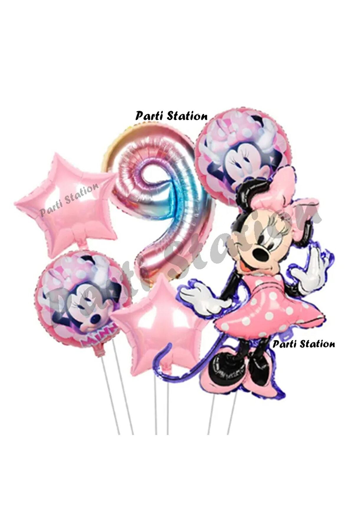 Minnie Mouse 9 Yaş Balon Set Minnie Mouse Doğum Günü Konsept Parti Balon Set