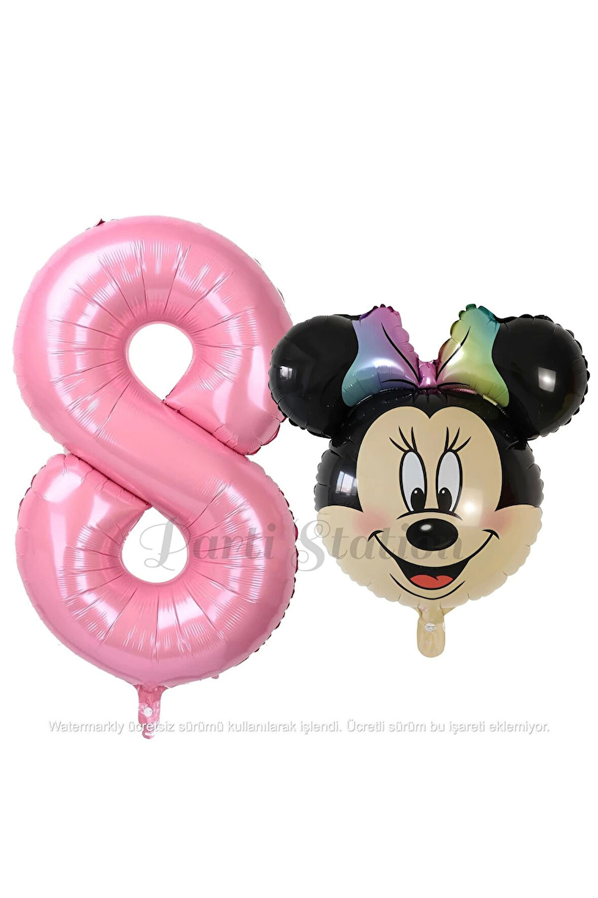 Minnie Mouse 1 Yaş Balon Set Minnie Mouse Konsept Balon ve Pembe Rakam Balon Set