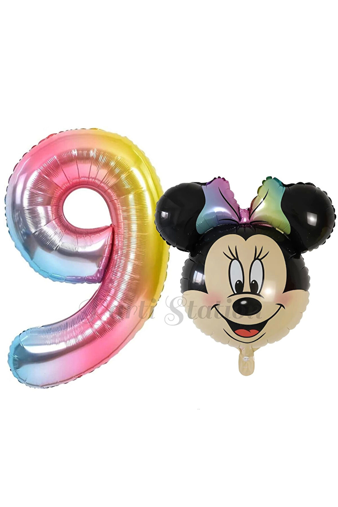 Minnie Mouse 1 Yaş Balon Set Minnie Mouse Konsept Balon ve Rengarenk Rakam Balon Set