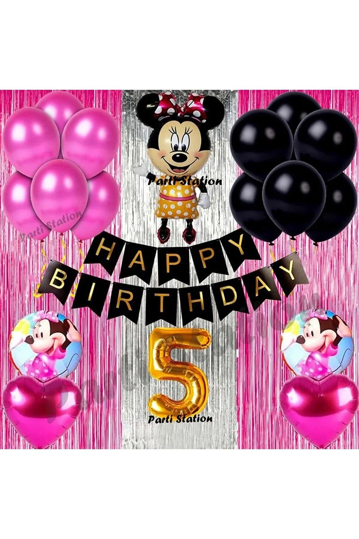 Minnie Mouse Konsept Doğum Günü Balon Set 5 Yaş Minnie Mouse Tema Parti Balon Set