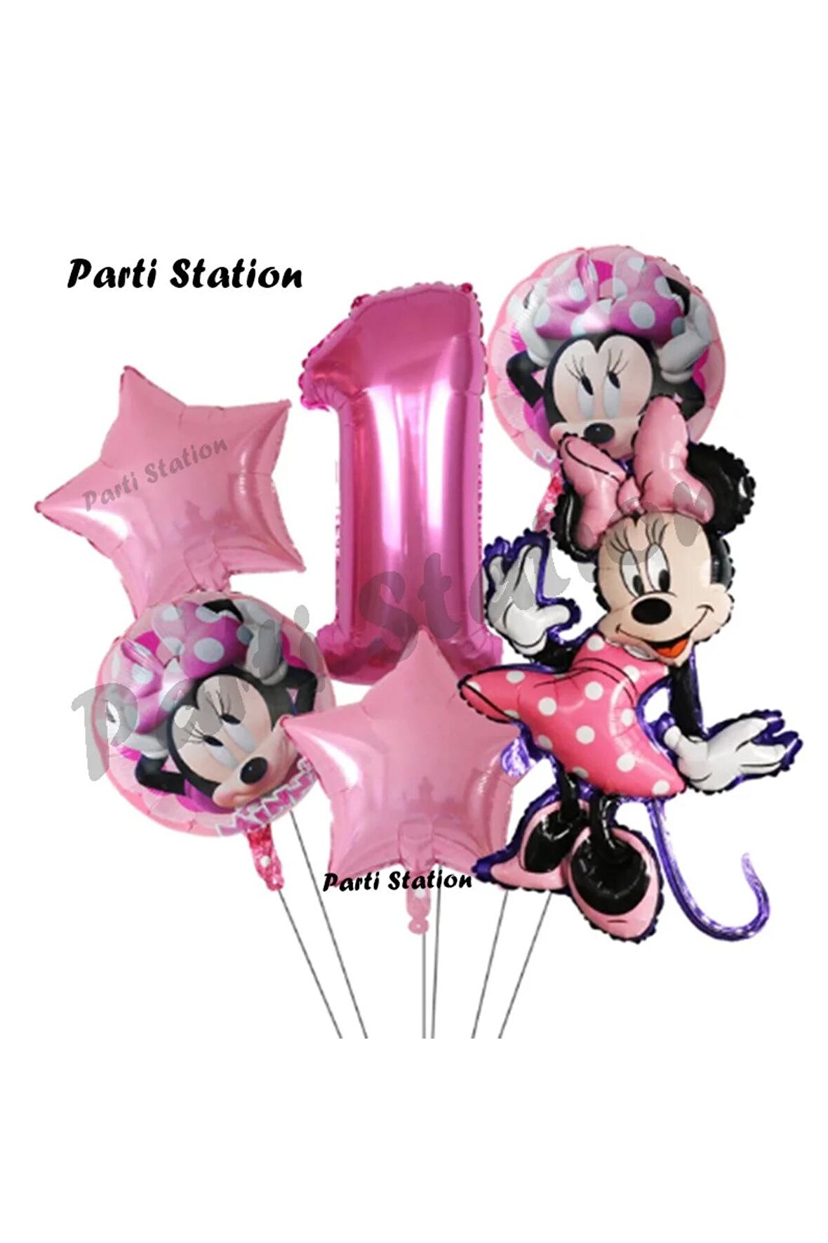 Minnie Mouse Konsept Doğum Günü Balon Set 1 Yaş Minnie Mouse Tema Parti Balon Set
