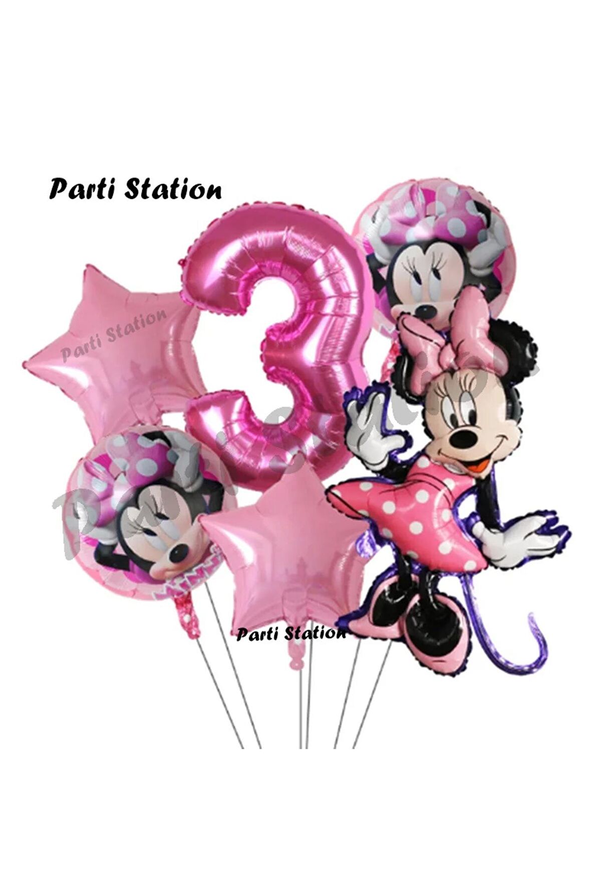 Minnie Mouse Konsept Doğum Günü Balon Set 3 Yaş Minnie Mouse Tema Parti Balon Set