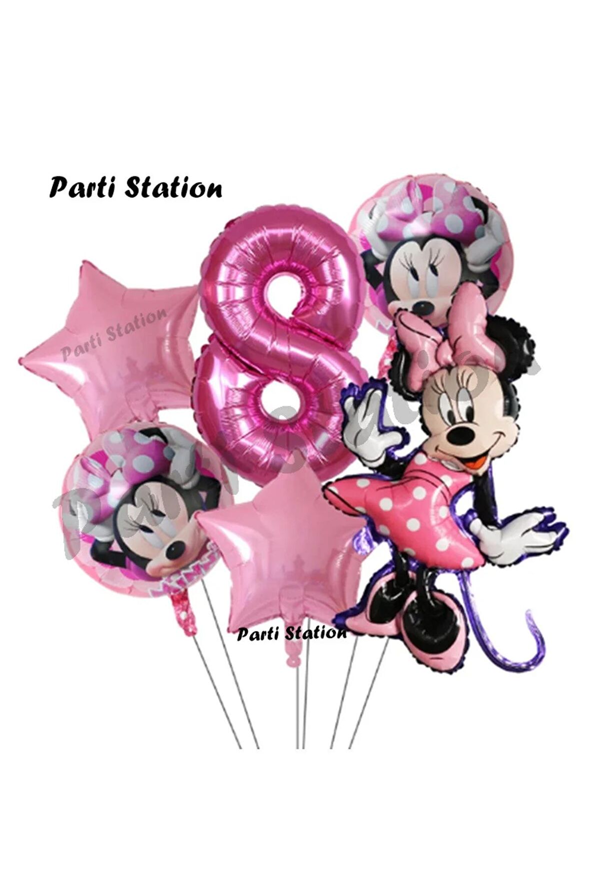 Minnie Mouse Konsept Doğum Günü Balon Set 8 Yaş Minnie Mouse Tema Parti Balon Set