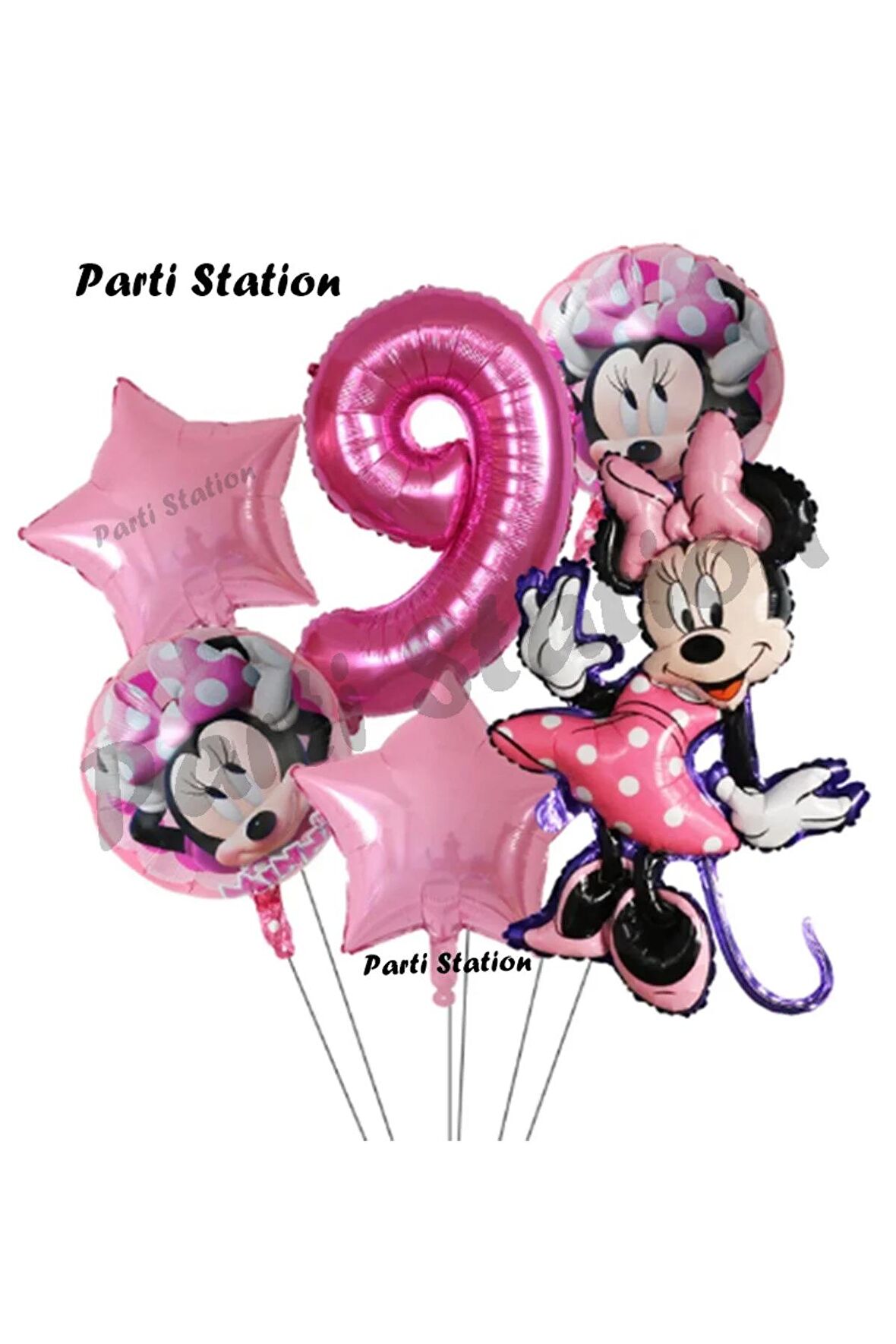 Minnie Mouse Konsept Doğum Günü Balon Set 9 Yaş Minnie Mouse Tema Parti Balon Set