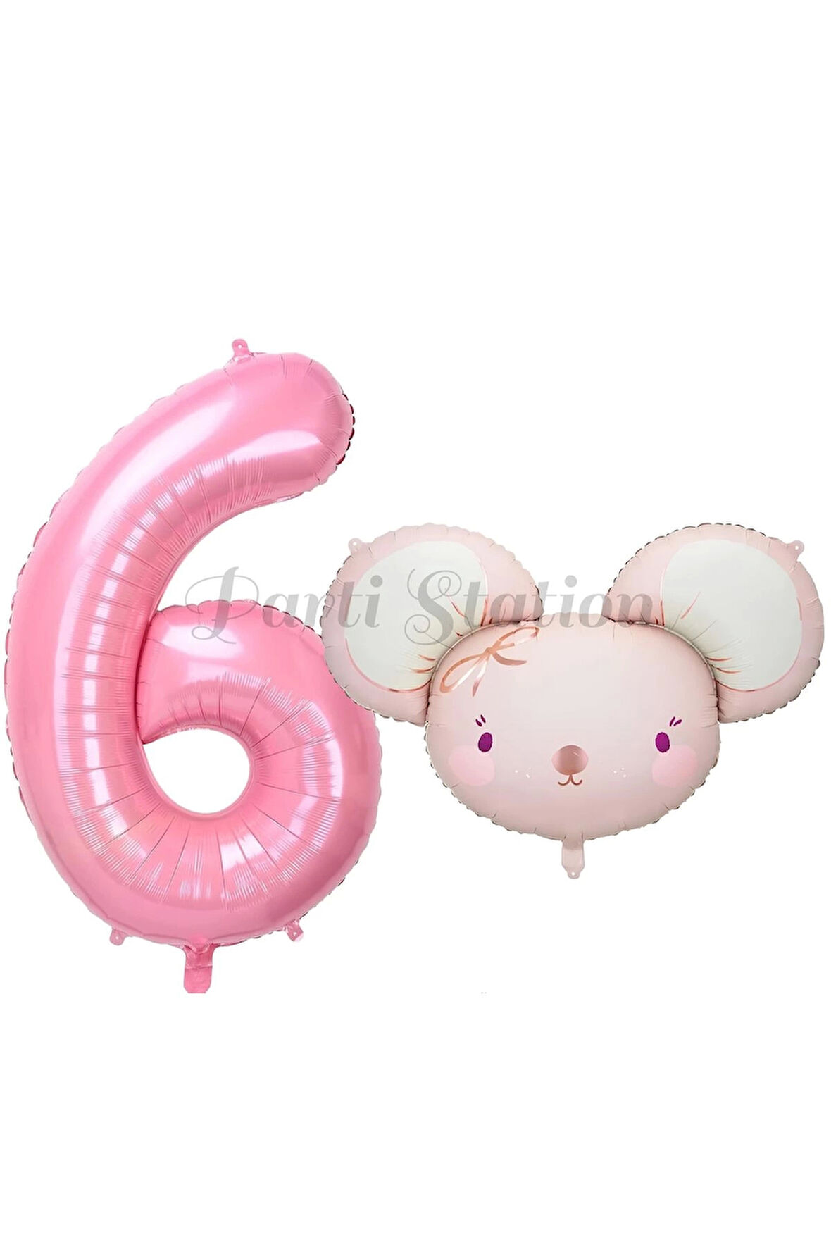 Pink Mouse 1 Yaş Balon Set Sevimli Pembe Fare Konsept Balon ve Pembe Rakam Balon Hamster Balon