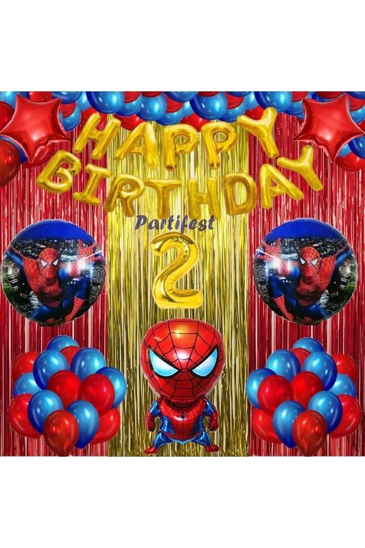 Spiderman Örümcek Adam Balon Set Balon Folyo Set Spiderman Konsept Doğum Günü Set Yaş Balon