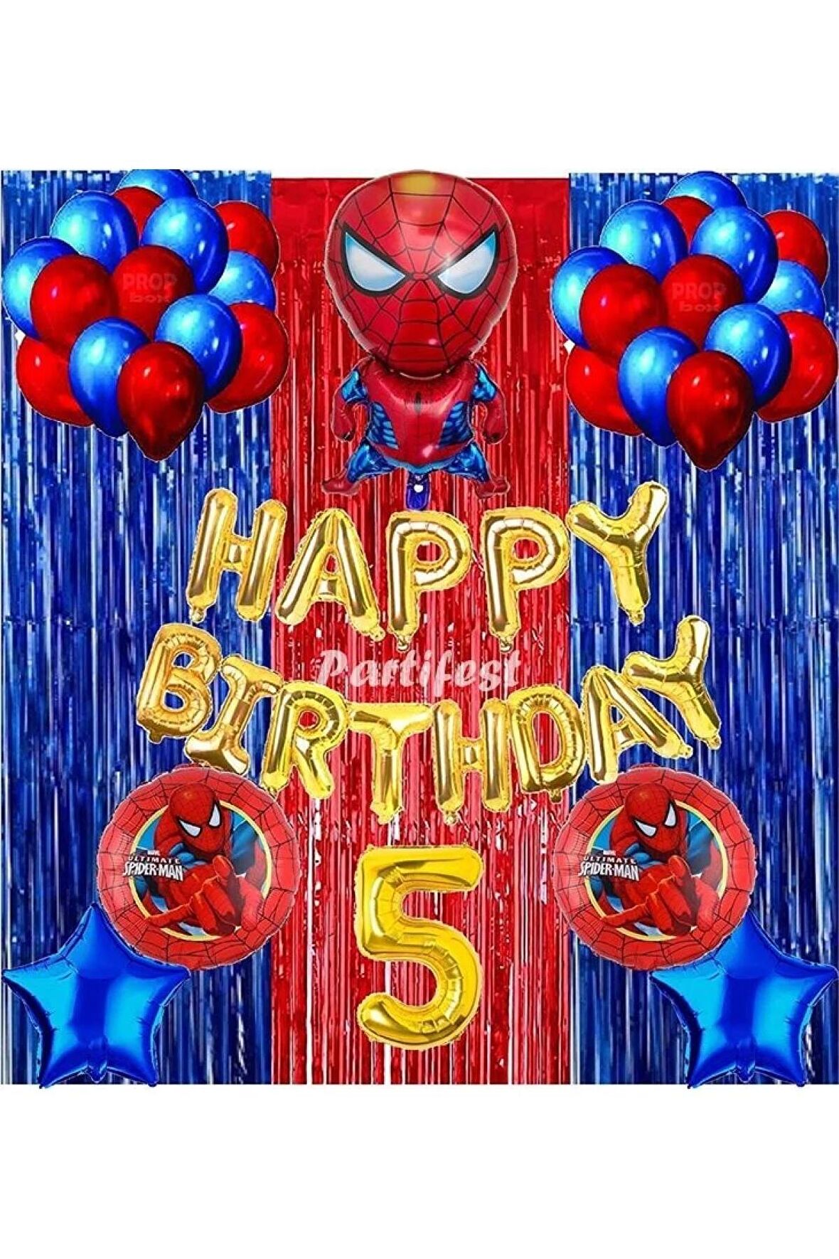 Spiderman Örümcek Adam Balon Set Balon Folyo Set Spiderman Konsept Doğum Günü Set Yaş Balon