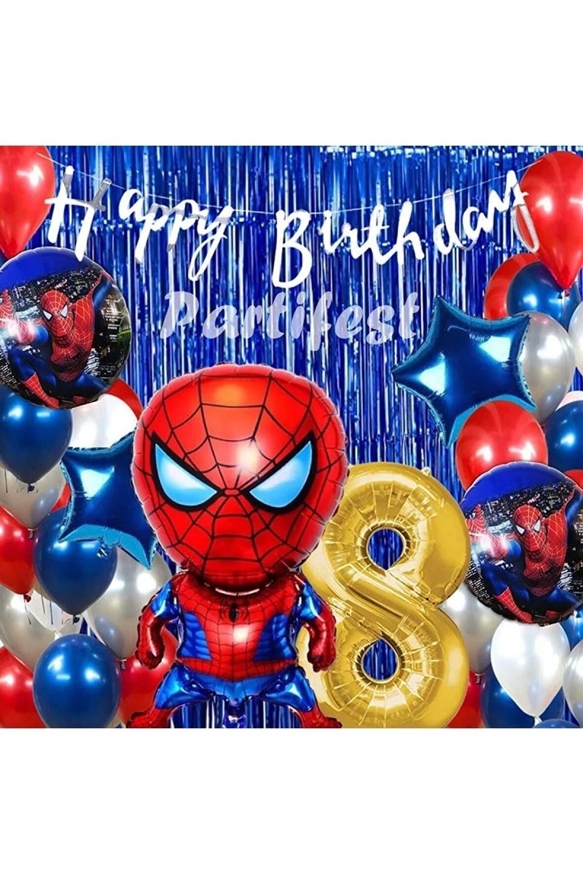 Spiderman Örümcek Adam Balon Set Balon Folyo Set Spiderman Konsept Doğum Günü Set Yaş Balon