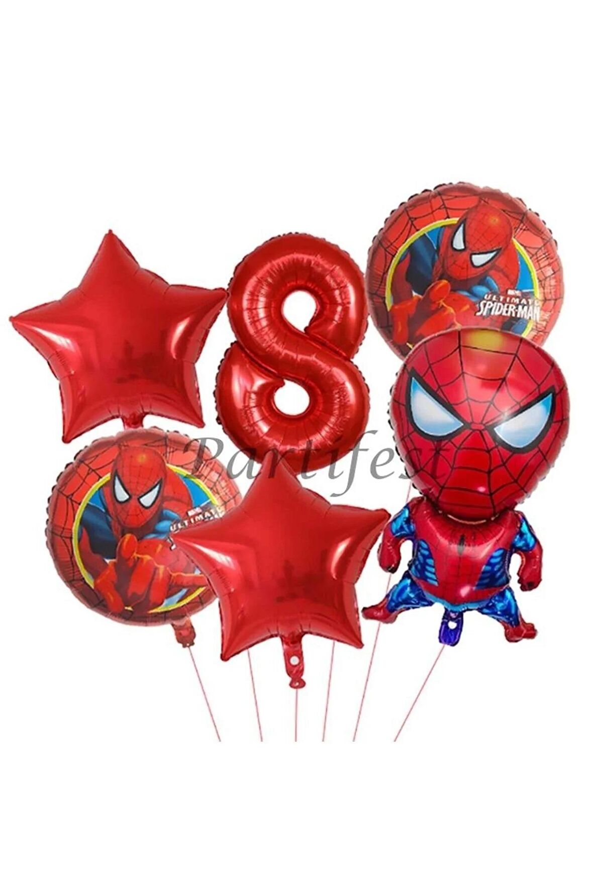 Spiderman Örümcek Adam 8 Yaş Balon Set Balon Folyo Set Spiderman Konsept Doğum Günü Set Yaş Balon