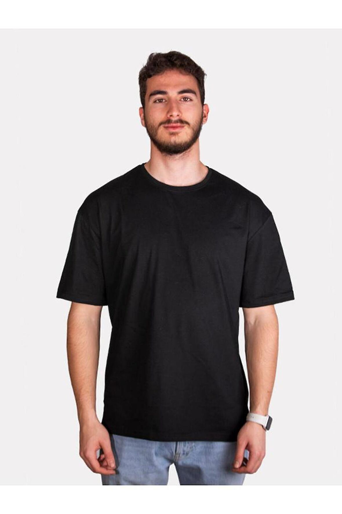 Unisex Oversize Sıfır Yaka Kısa Kollu Tişört