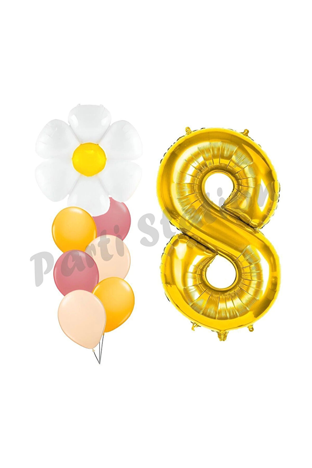 Papatya Konsept 9 Yaş Balon Set Papatya Çiçek Bahar Konsept Doğum Günü Parti Balon Set