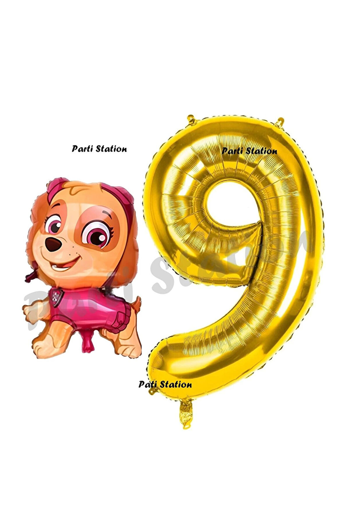 Paw Patrol Skye 1 Yaş Balon ve Gold Rakam Balon Doğum Günü Parti Set