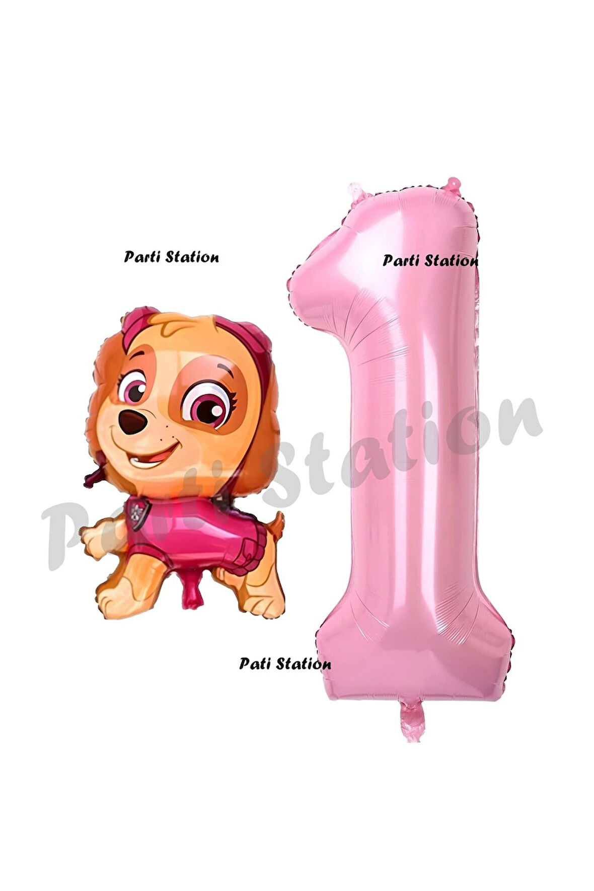 Paw Patrol Skye 8 Yaş Balon ve Pembe Rakam Balon Doğum Günü Parti Set