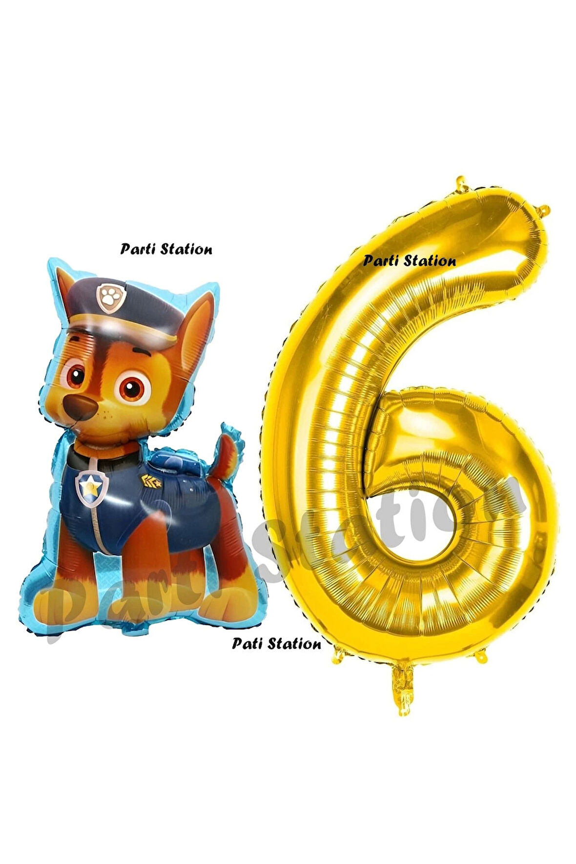 Paw Patrol Balon Paw Patrol Polis Köpek Chase 6 Yaş Balon ve Gold Rakam Balon Doğum Günü Parti Set