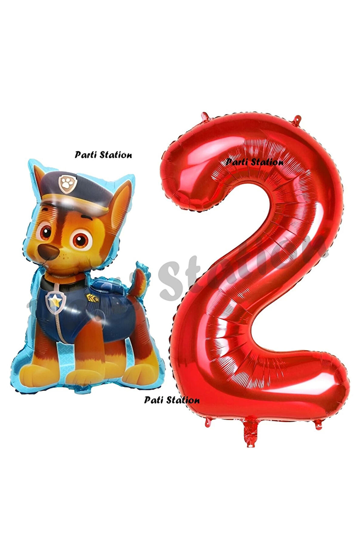 Paw Patrol Balon Paw Patrol Polis Köpek Chase 4 Yaş Balon ve Kırmızı Rakam Balon Doğum Günü Set