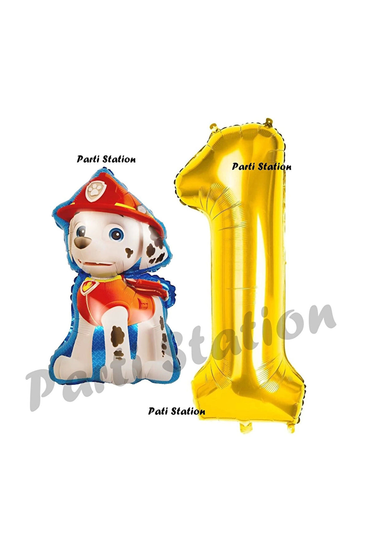 Paw Patrol Balon Paw Patrol İtfaiye Köpek Marshall 9 Yaş Balon ve Gold Rakam Balon Doğum Günü Set