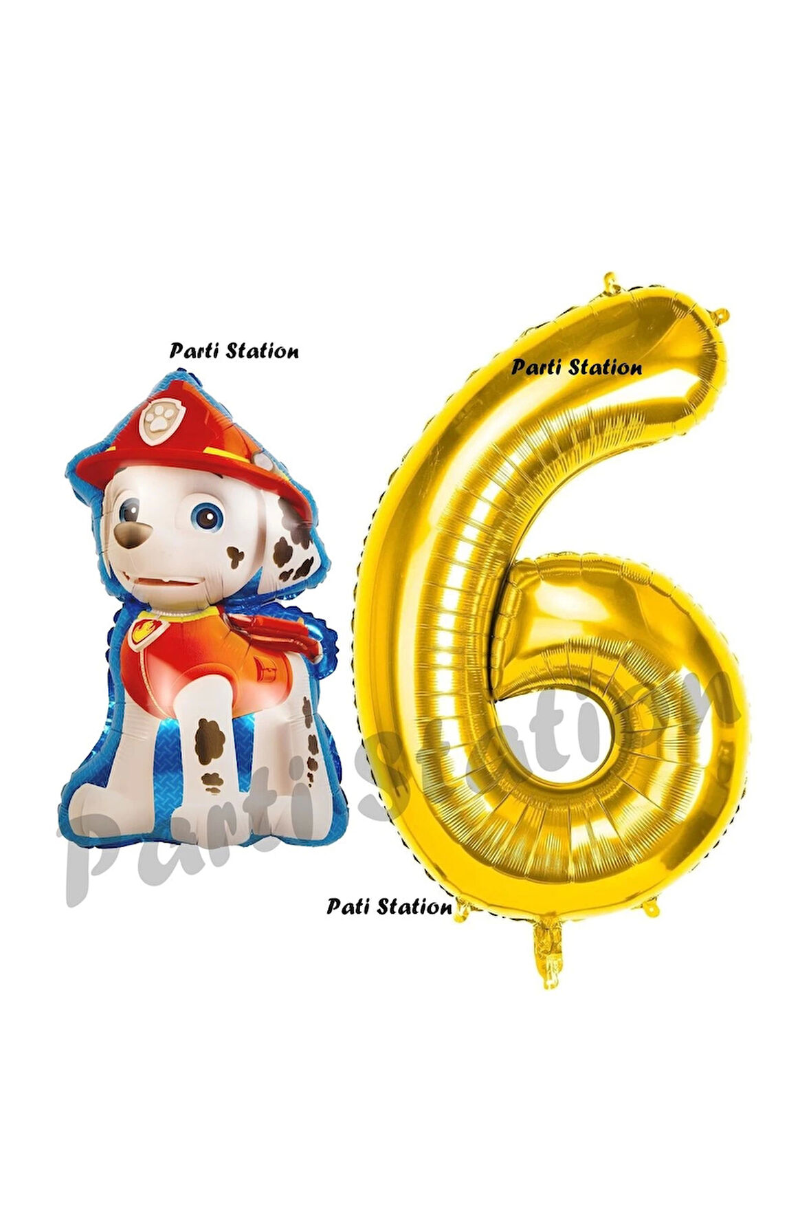 Paw Patrol Balon Paw Patrol İtfaiye Köpek Marshall 9 Yaş Balon ve Gold Rakam Balon Doğum Günü Set