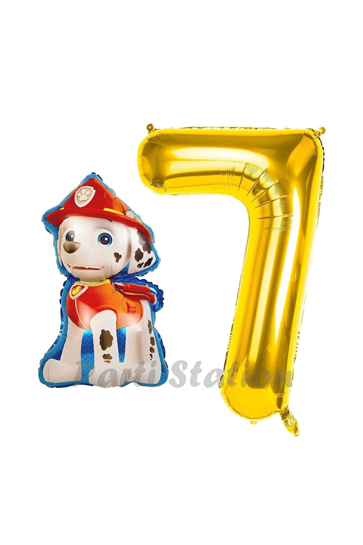 Paw Patrol Balon Paw Patrol İtfaiye Köpek Marshall 9 Yaş Balon ve Gold Rakam Balon Doğum Günü Set