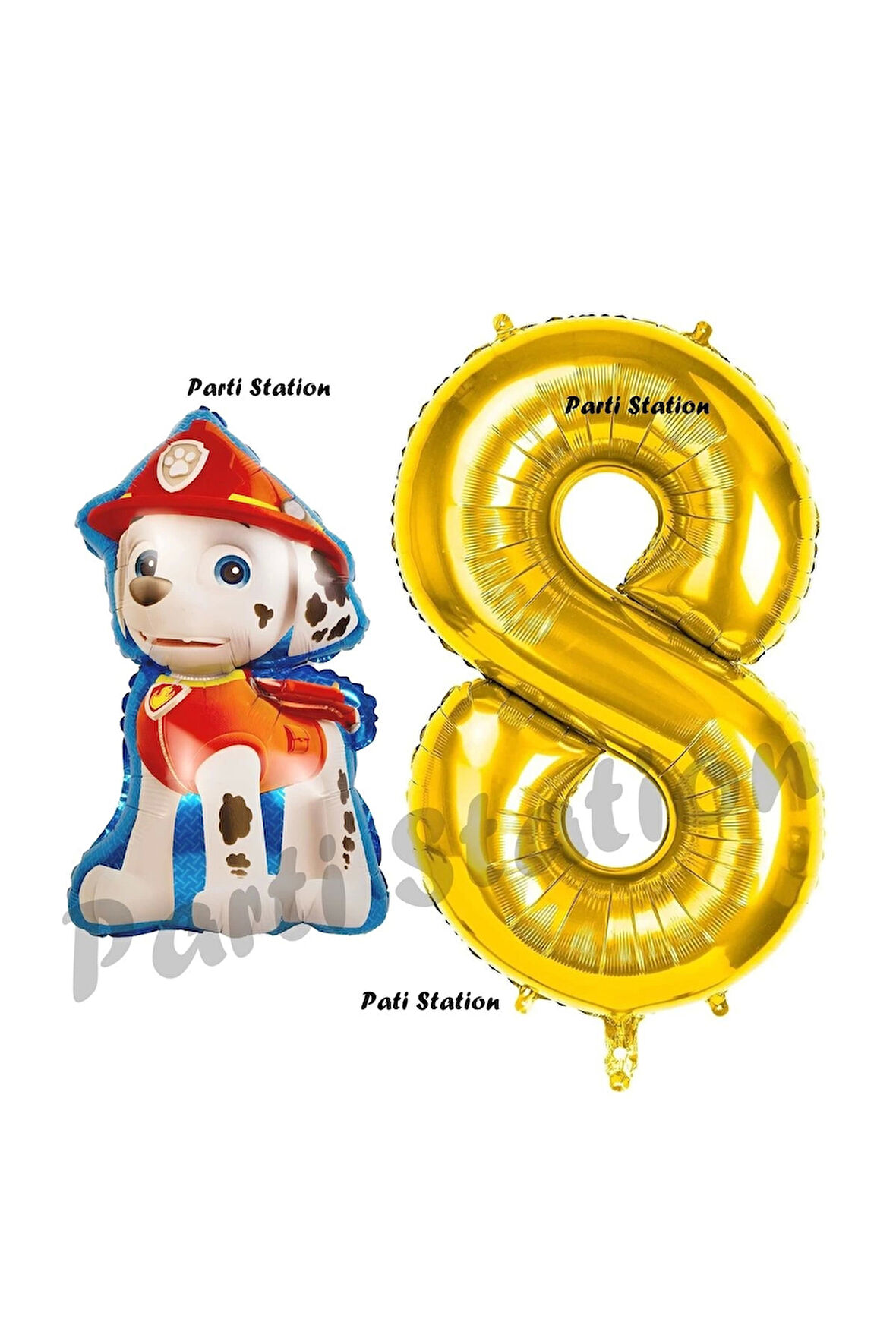 Paw Patrol Balon Paw Patrol İtfaiye Köpek Marshall 9 Yaş Balon ve Gold Rakam Balon Doğum Günü Set