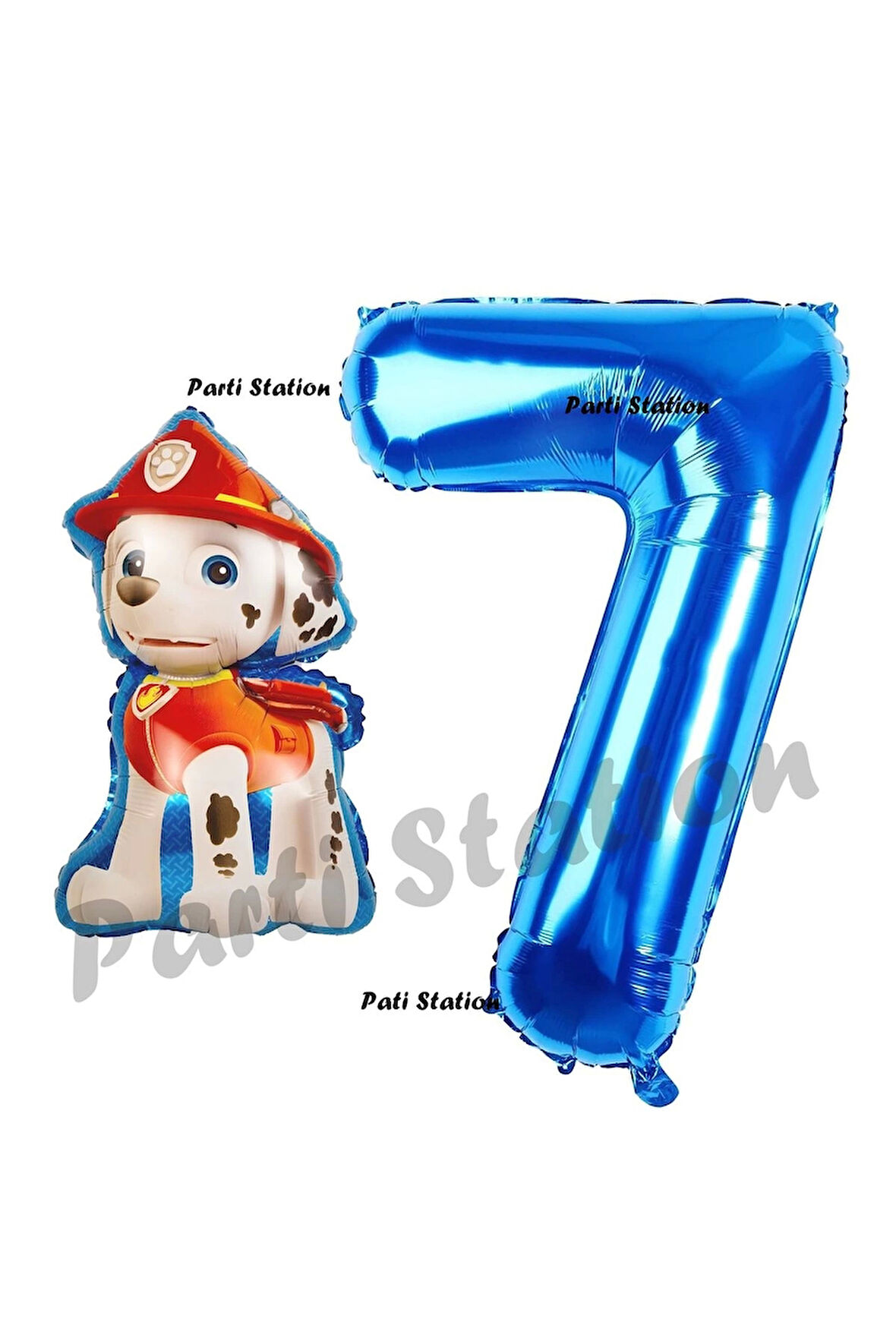 Paw Patrol İtfaiye Köpek Marshall 9 Yaş Balon ve Lacivert Rakam Balon Doğum Günü Set