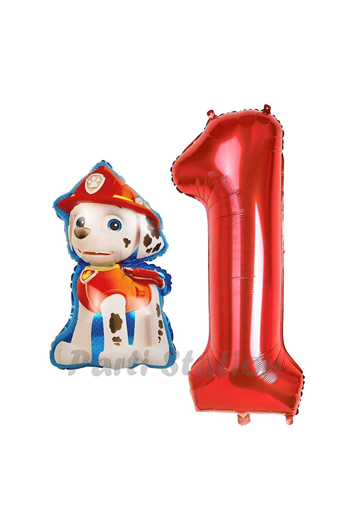 Paw Patrol İtfaiye Köpek Marshall 2 Yaş Balon ve Kırmızı Rakam Balon Doğum Günü Set