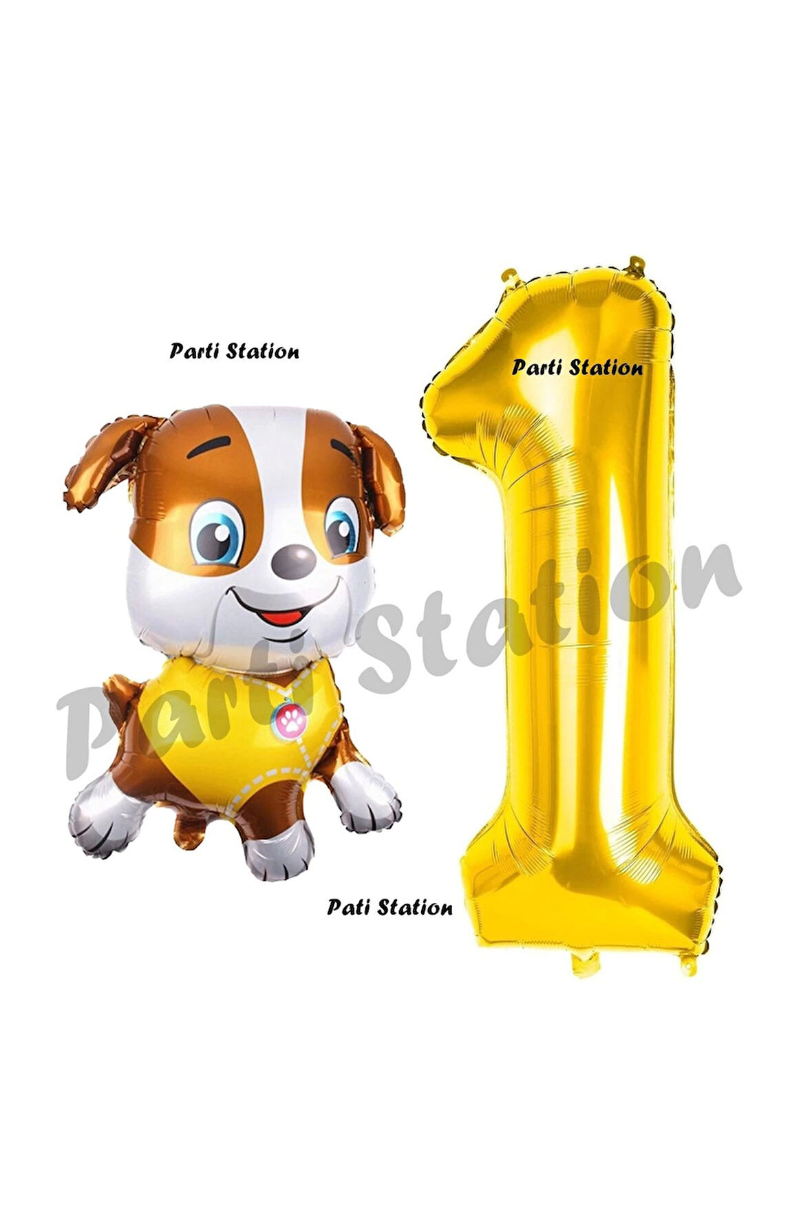 Paw Patrol inşaat Köpek Rubble 2 Yaş Balon ve Gold Rakam Balon Doğum Günü Parti Set