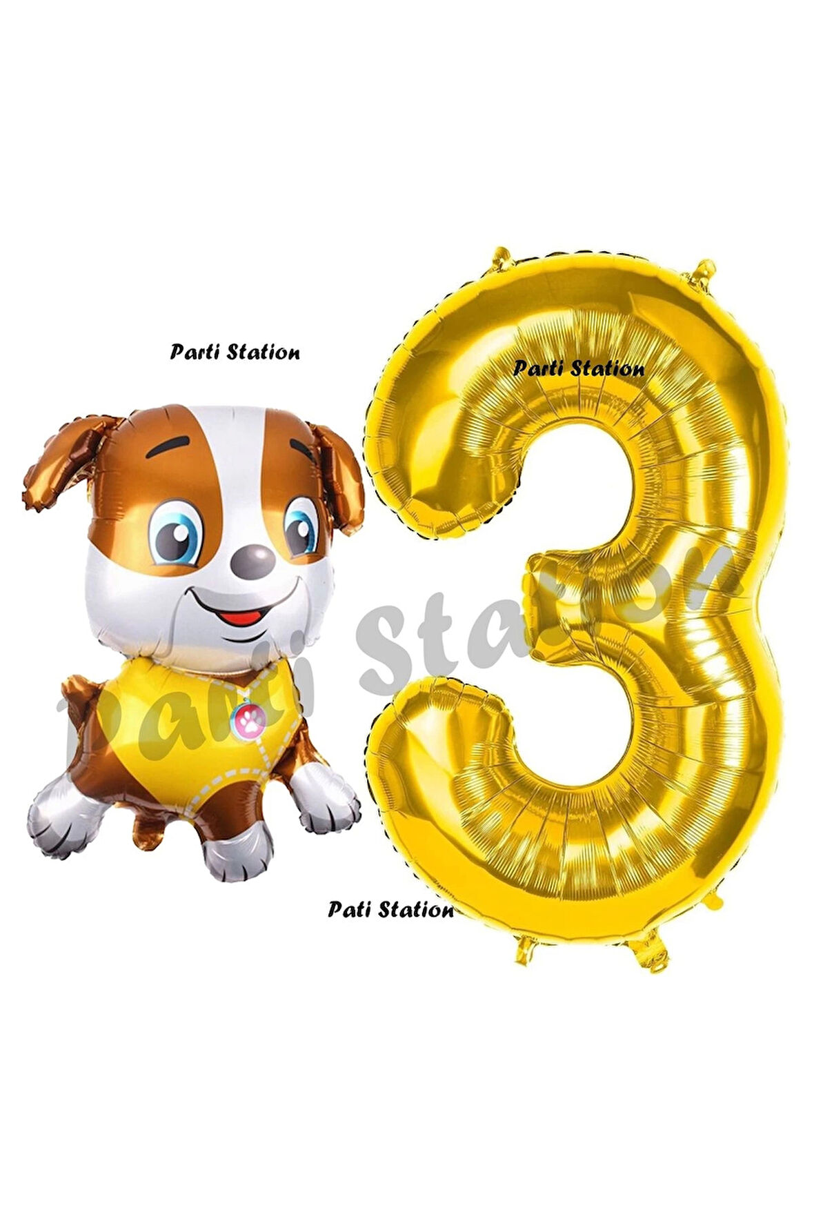 Paw Patrol inşaat Köpek Rubble 2 Yaş Balon ve Gold Rakam Balon Doğum Günü Parti Set