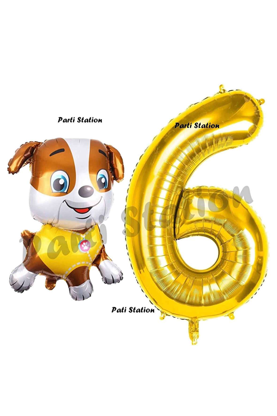 Paw Patrol inşaat Köpek Rubble 2 Yaş Balon ve Gold Rakam Balon Doğum Günü Parti Set
