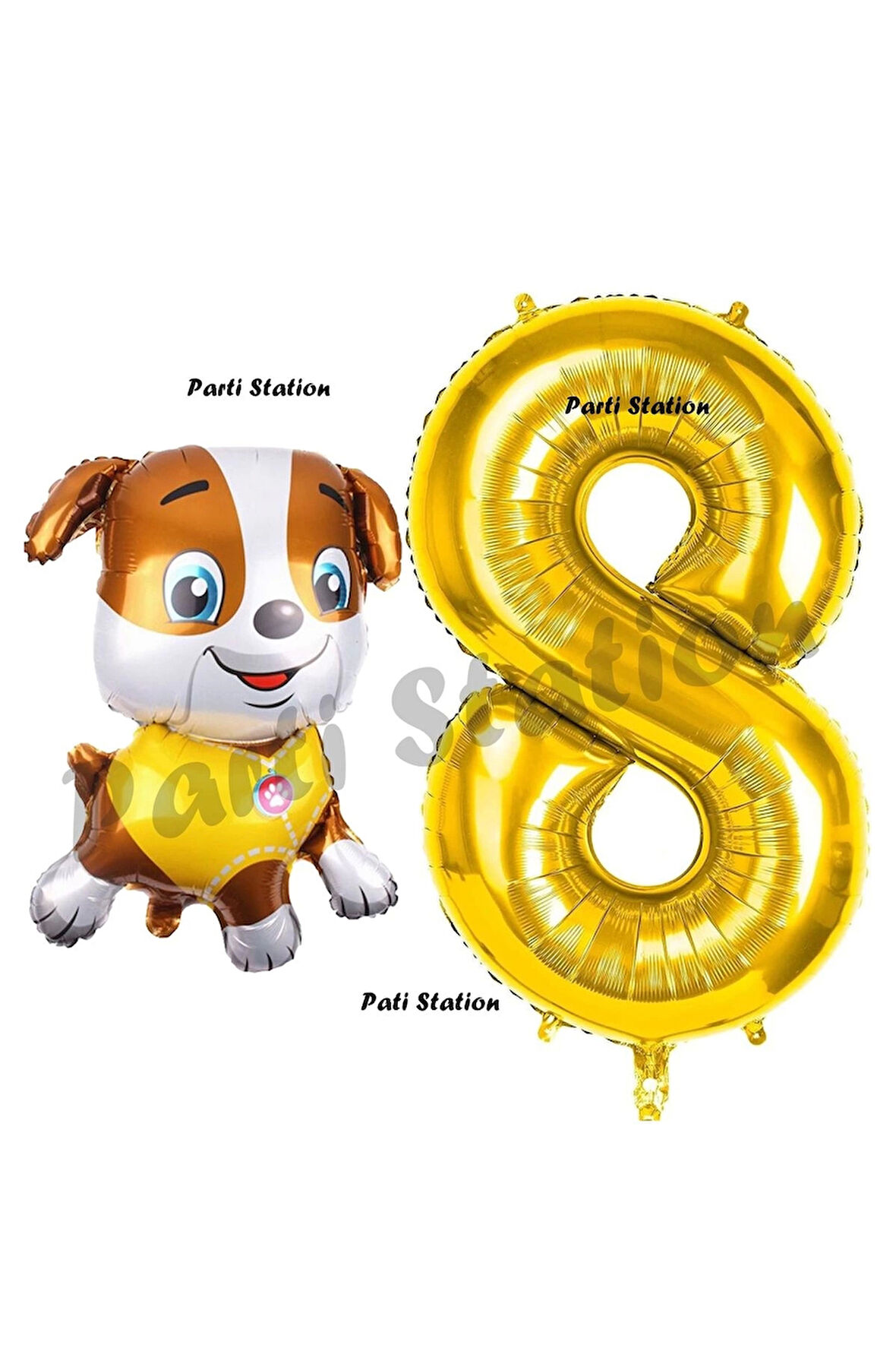 Paw Patrol inşaat Köpek Rubble 2 Yaş Balon ve Gold Rakam Balon Doğum Günü Parti Set