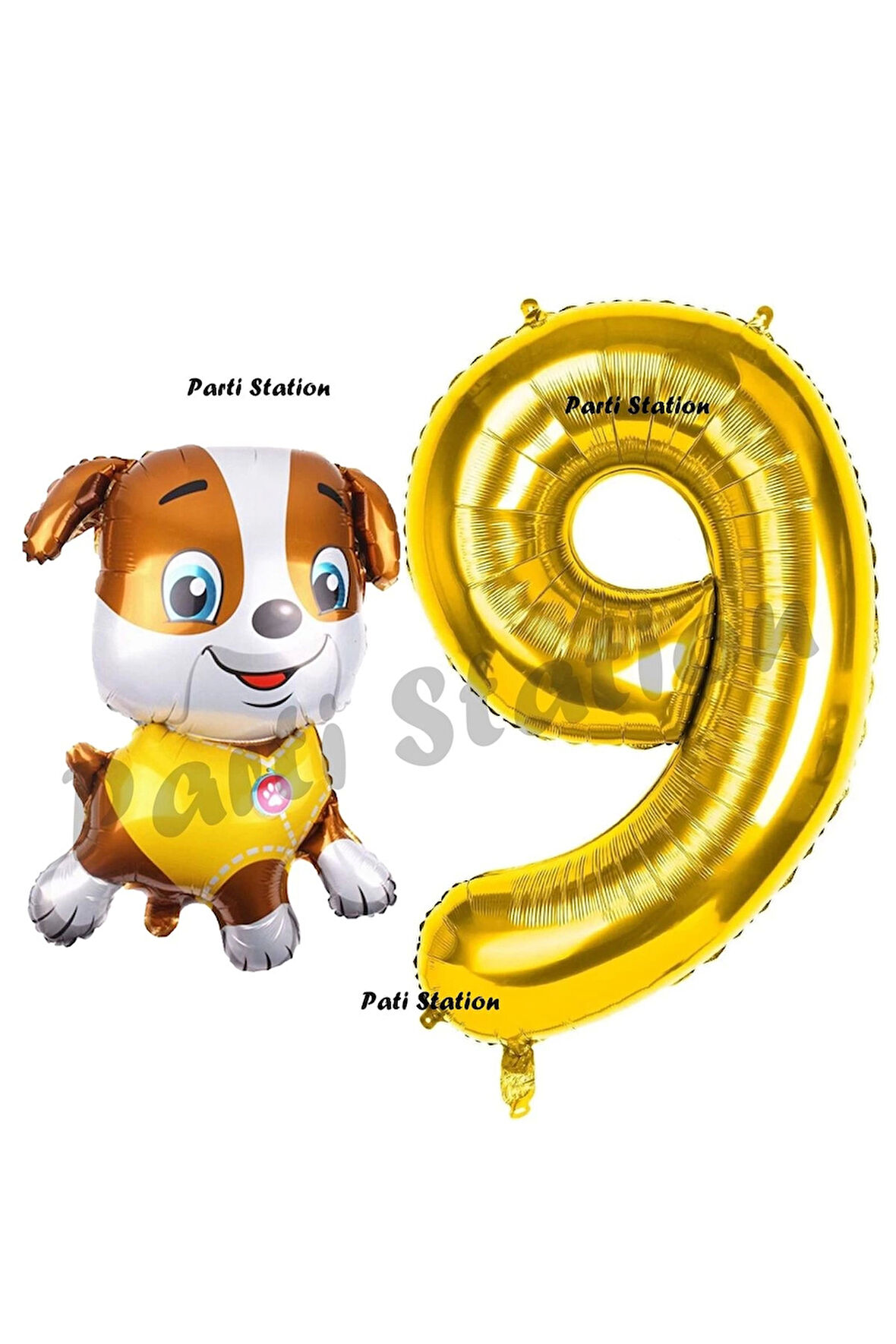Paw Patrol inşaat Köpek Rubble 2 Yaş Balon ve Gold Rakam Balon Doğum Günü Parti Set