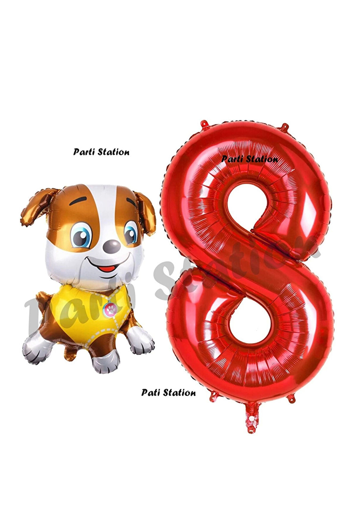 Paw Patrol inşaat Köpek Rubble 7 Yaş Balon ve Kırmızı Rakam Balon Doğum Günü Parti Set