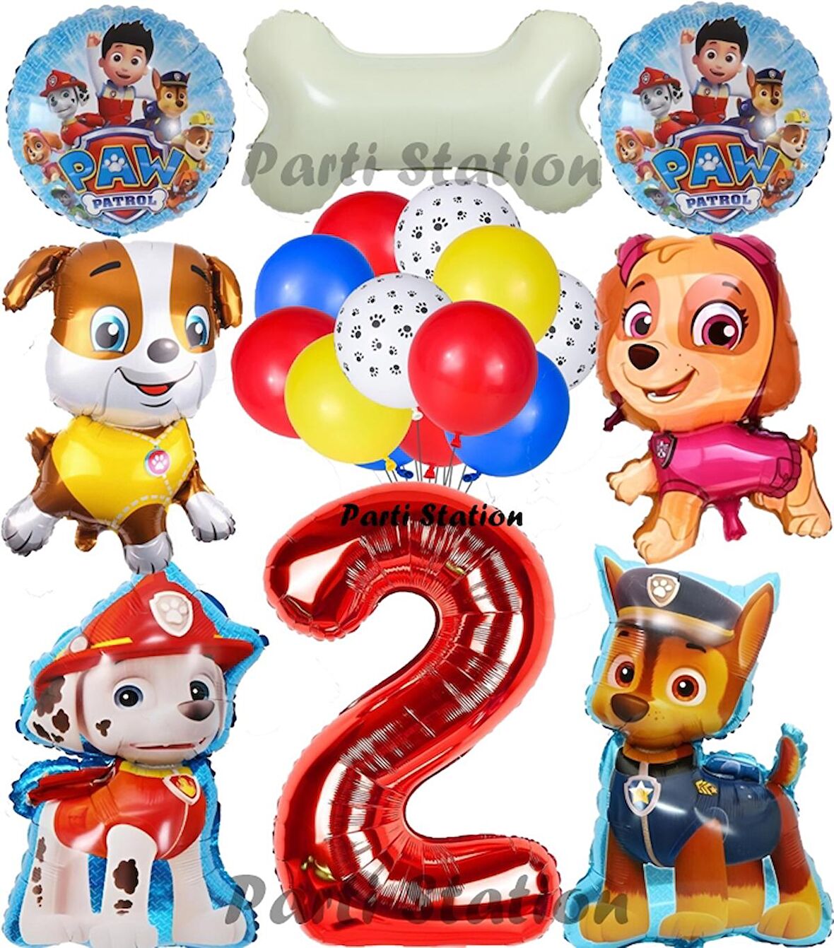 Paw Patrol 2 Yaş Balon Set Paw Petrol Marshall Chase Skye Rubble Doğum Günü Parti Folyo Balon Seti