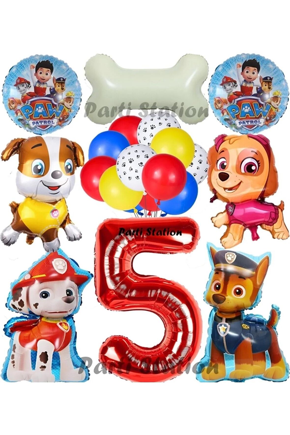 5 Yaş Balon Set Paw Petrol Marshall Chase Skye Rubble Doğum Günü Parti Folyo Balon Seti
