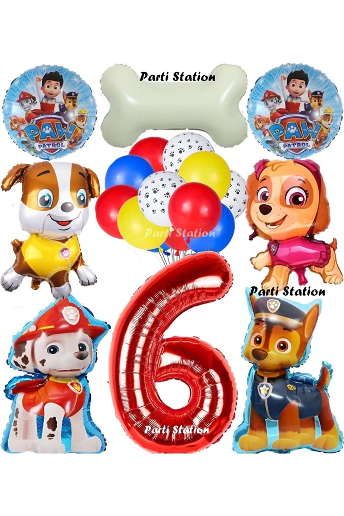 Paw Patrol 6 Yaş Balon Set Paw Petrol Chase Skye Rubble Doğum Günü Parti Folyo Balon Seti