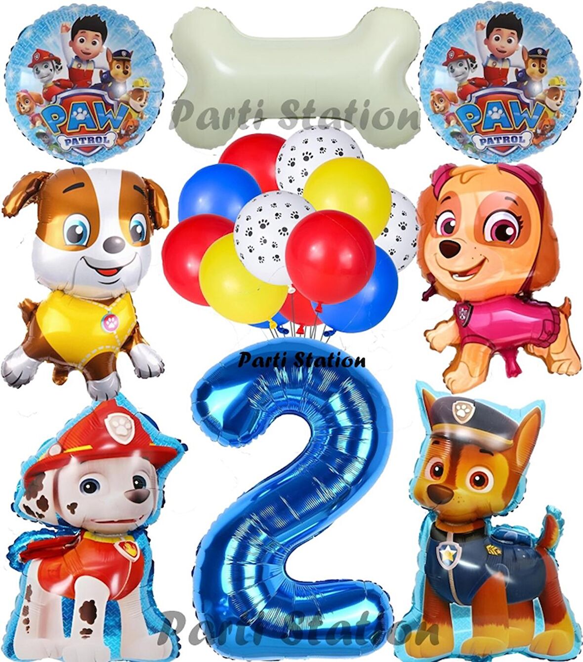 Paw Patrol 2 Yaş Balon Set Paw Petrol Marshall Chase Skye Rubble Doğum Günü Parti Folyo Balon Seti
