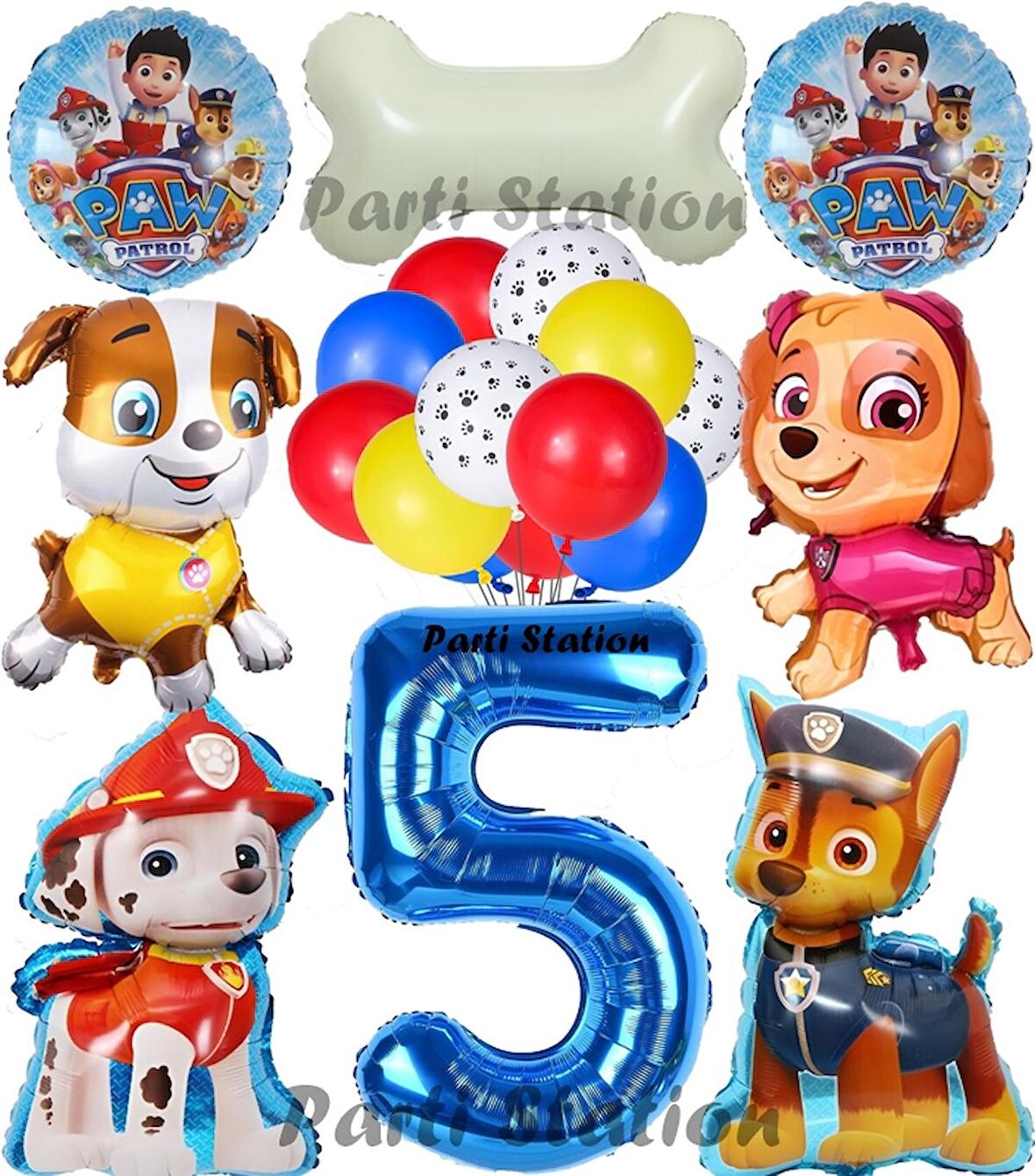 Paw Patrol 5 Yaş Balon Set Paw Petrol Marshall Chase Skye Rubble Doğum Günü Parti Folyo Balon Seti