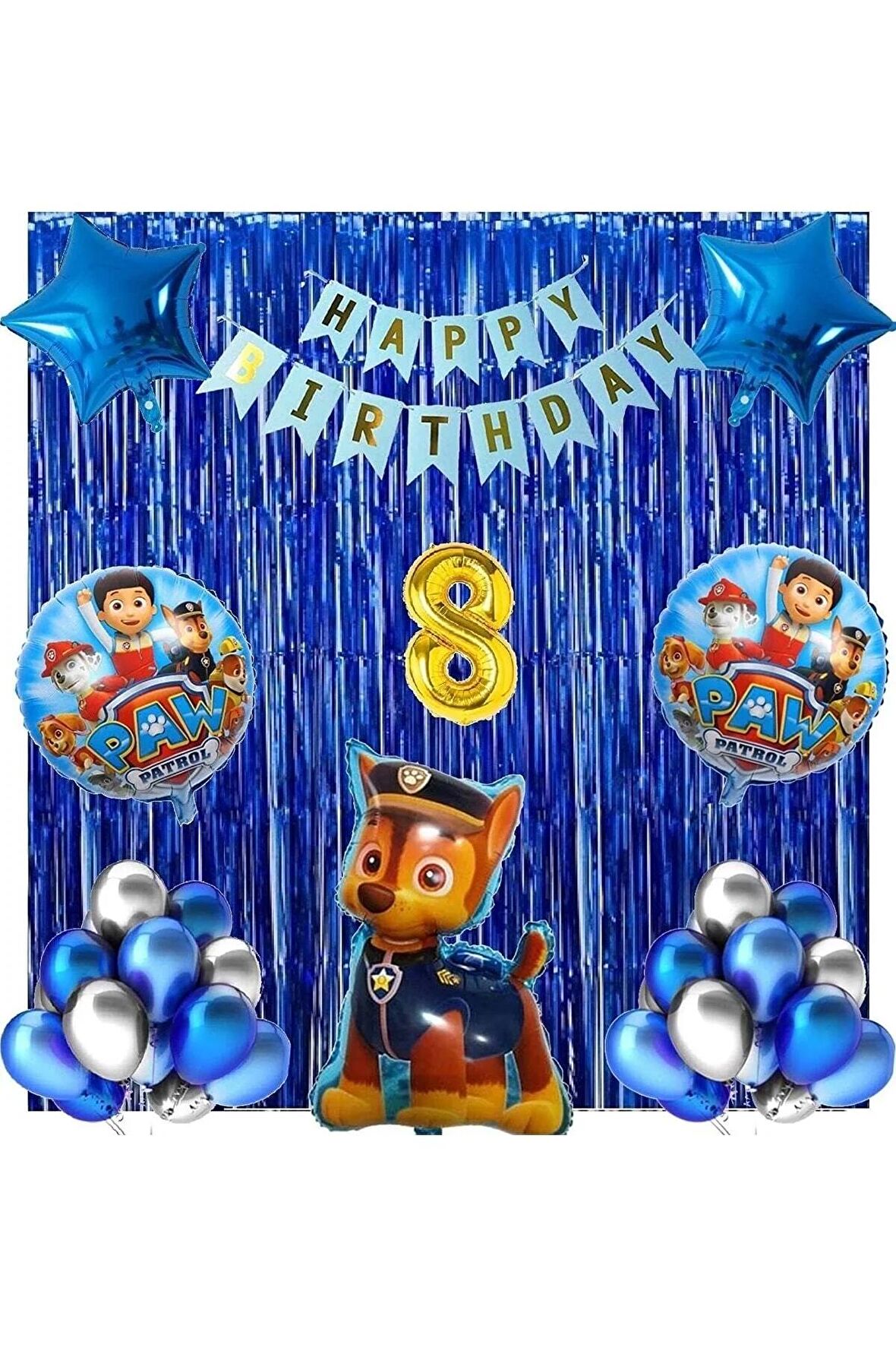 Paw Patrol Balon Seti Paw Petrol 8 Yaş Balon Seti Paw Patrol Doğum Günü Set Paw Patrol Chase