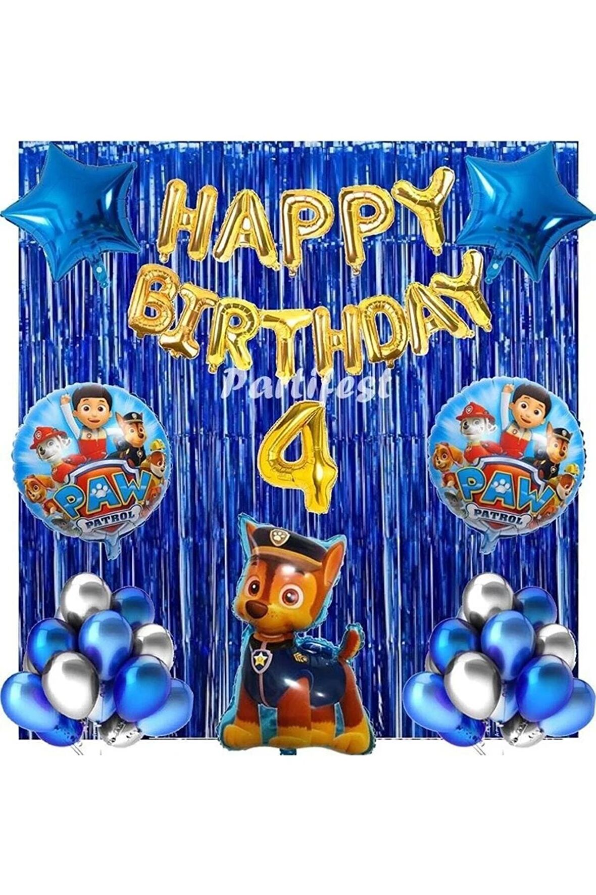 Paw Patrol Balon Seti Paw Petrol 4 Yaş Balon Seti Paw Patrol Doğum Günü Set Paw Patrol Chase